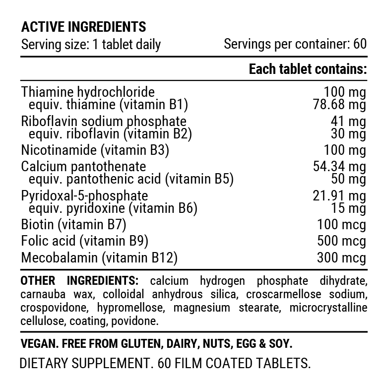 PILLAR PERFORMANCE Ultra B Active 60 Tablets - Sticky Bottle