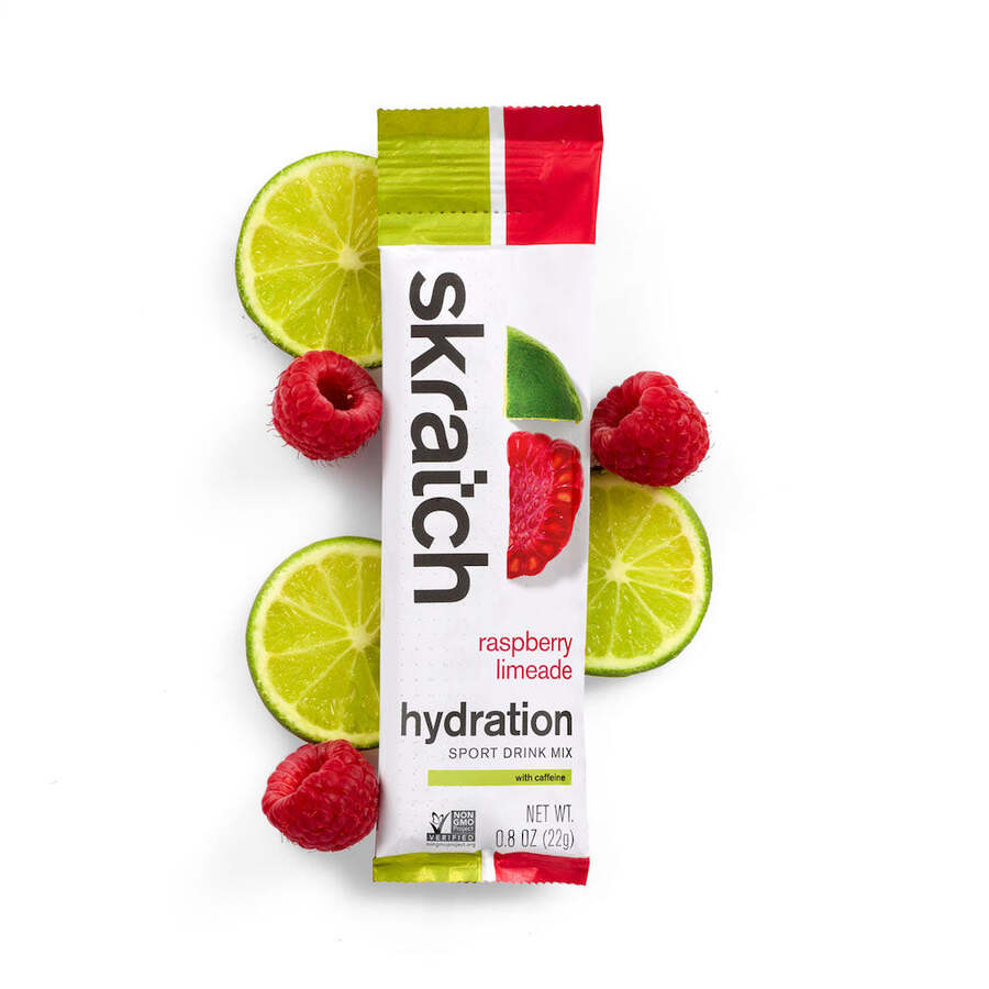 SKRATCH Sport Hydration Drink Mix 22g Sachet Raspberry Limeade (caffeinated) single