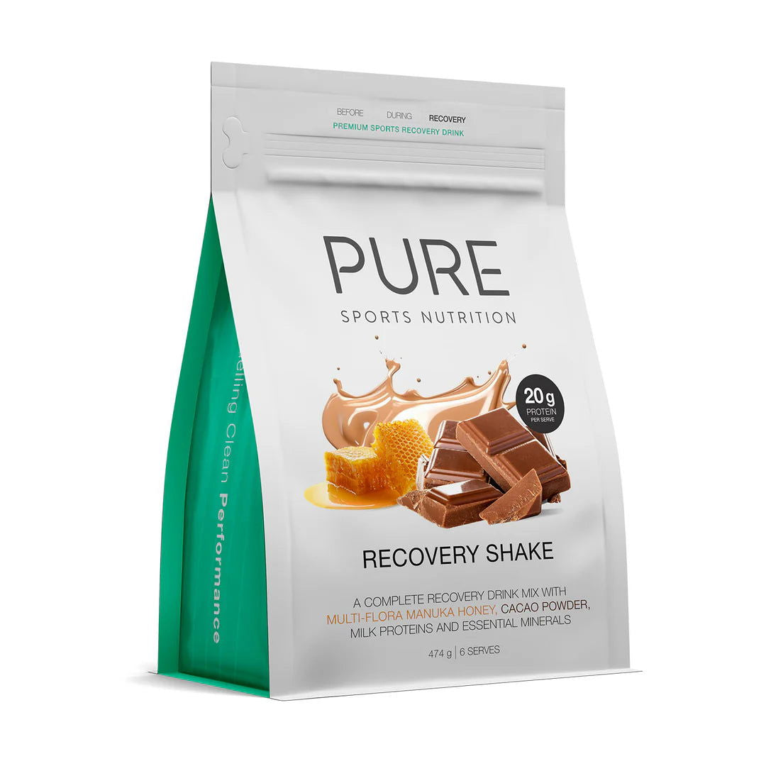 PURE Recovery Shake 475g Manuka Honey/Cocoa - Sticky Bottle