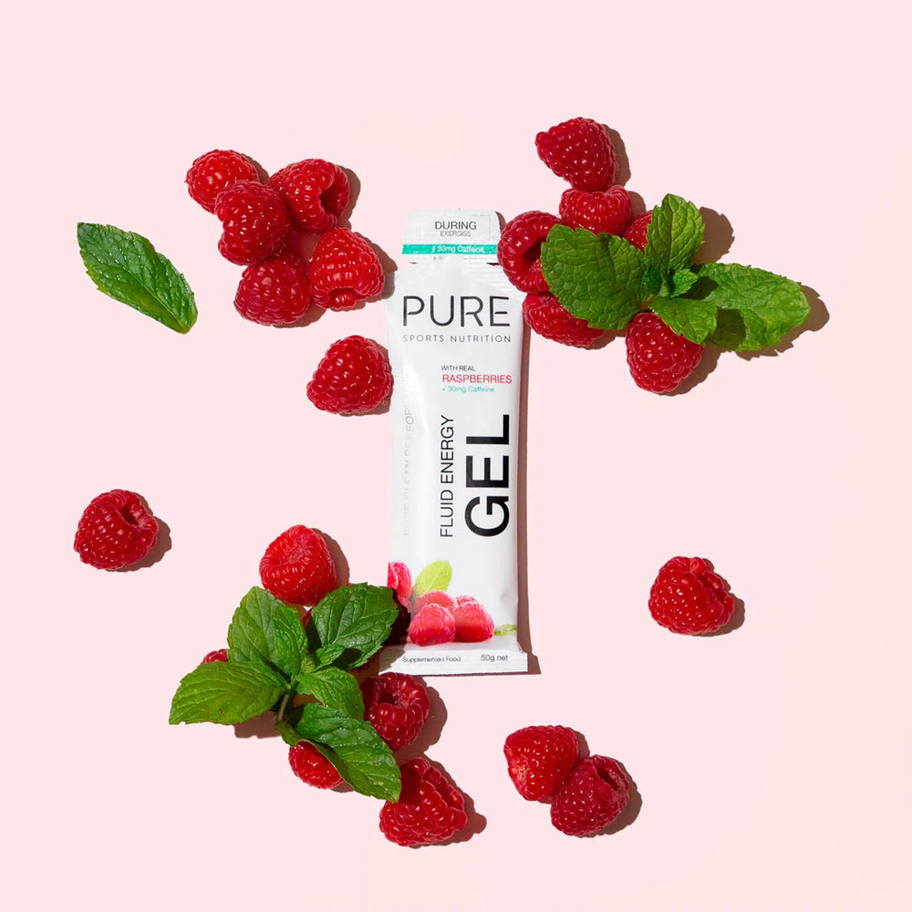 PURE Fluid Energy Gel 50g Raspberry (caffeine) single