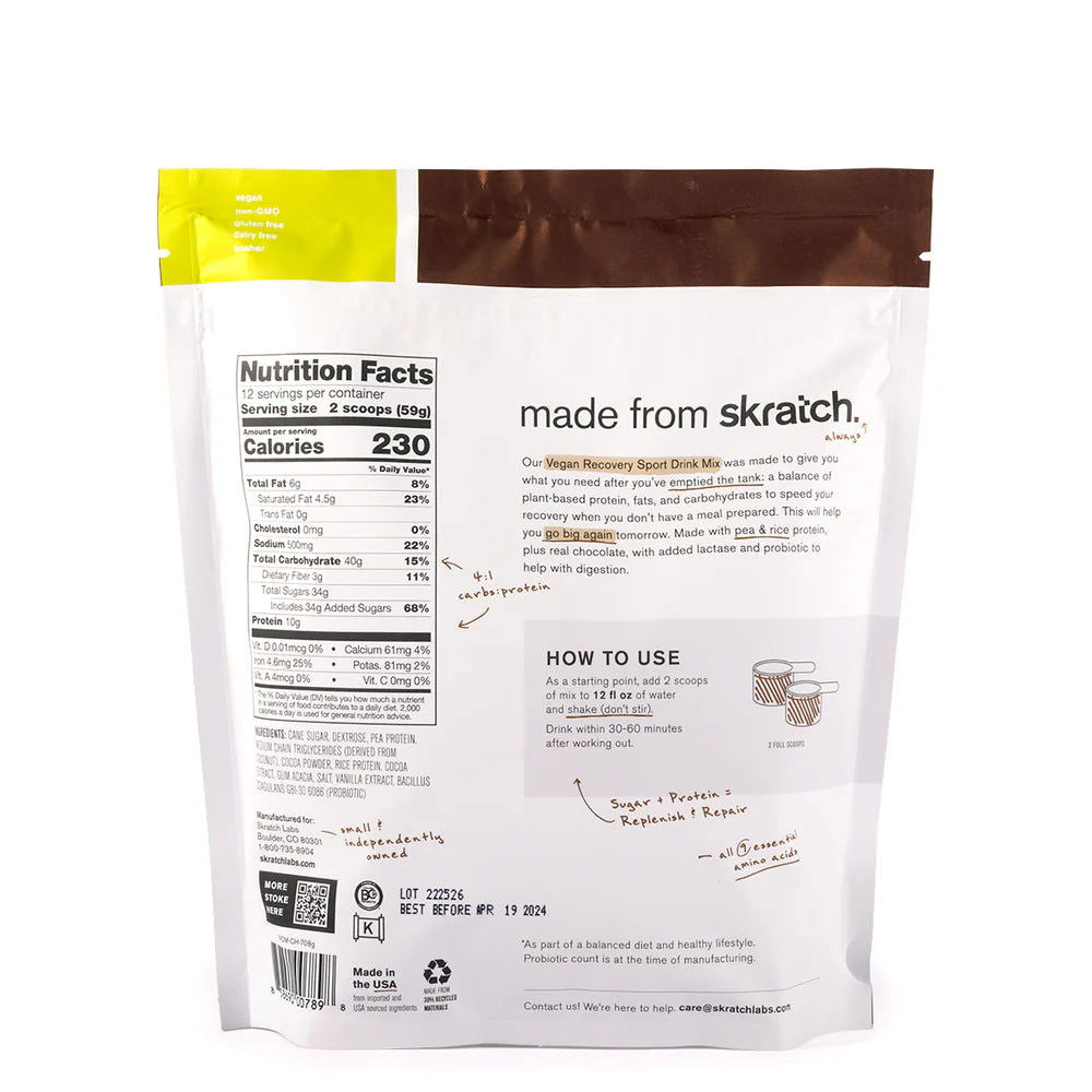 SKRATCH Vegan Sport Recovery Drink Mix 708g (12 serves) - Sticky Bottle
