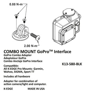 K-EDGE Combo Mount Adaptor for K-Edge Garmin Mounts and Cameras, Black